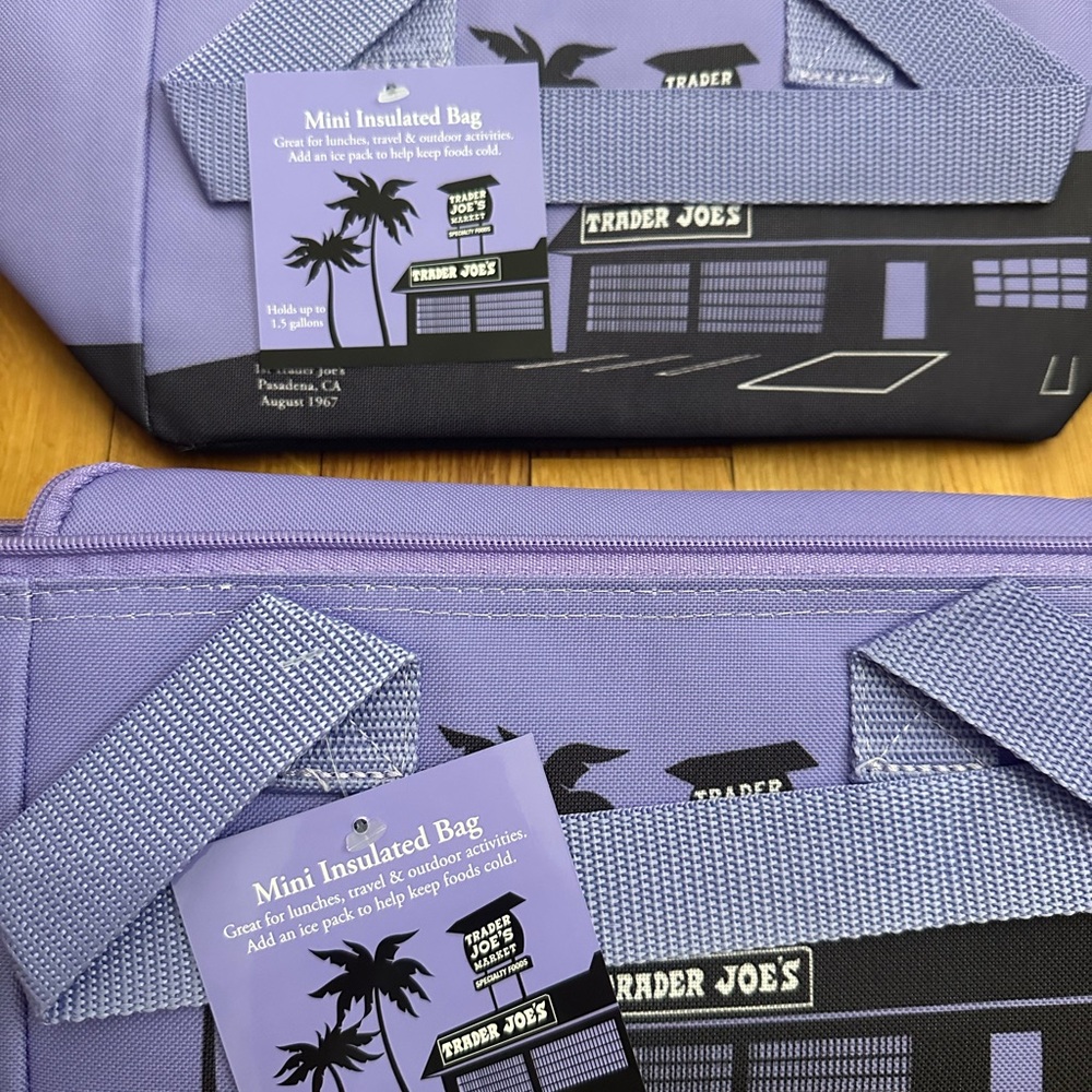 TWO Trader Joe's Mini Purple Insulated Lunch Bag - Picture 2 of 3